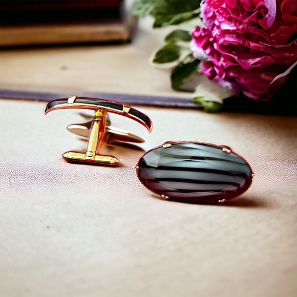 Stunning Pair of SWANK Vintage Gray & Black Cufflinks - Picture 10 of 10